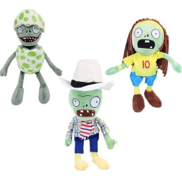 Imagem de BASHERISE 3 PCS PVZ Plant and Zombies Plush Sets Toys White Hat Zombie, Eggshell Zombie,Jersey Zombie Plush Figure Doll, Great Gift for Christmas, Birthday New