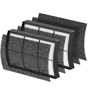 Imagem de Pacote com 2 filtros de substituição Breeze Tabletop, compatível com purificador de ar de mesa PureZone Breeze PureZone (PECOMPAP), filtro de substituição HEPA 2 em 1