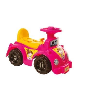 Imagem de Carrinho Andador Infantil com Buzina e Blocos Geométricos, Rosa e Amarelo, 6 Peças, 33x25x54cm, para Crianças de 12 a 36 Meses