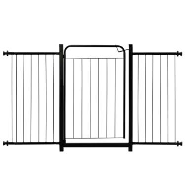 Imagem de Portão Para Cachorro Cercado Pet Criança Bebê Grade Proteção Portas Parede Segurança Vários Tamanhos (Preto, Portão com 2 ext. de 30cm e 1 de 05cm)