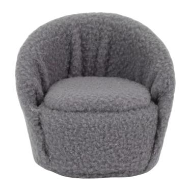 Imagem de Zhjvihx Sofá de Casa de Bonecas Em Escala 1:12, Cadeira de sofá Individual Em Miniatura Com Tecido de Pelúcia e Construção Em Madeira de Bétula, para Decoração de Móveis de Sala de