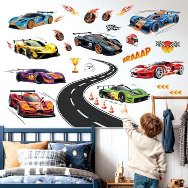 Imagem de DECOWALL SG2-2517 Racing Cars Wall Stickers – Race Car Wall Decals for Kids’ Bedroom, Nursery & Playroom – Removable & Repositionable Wall Art – 105.6 × 84.2 cm / 41.6 × 33.2 in