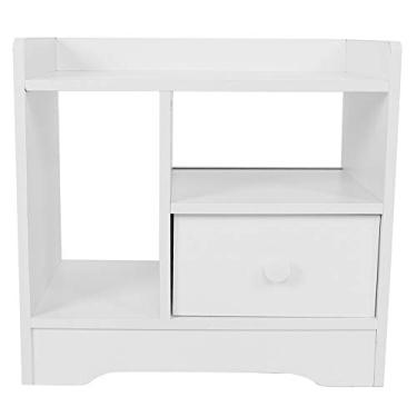 Imagem de Phefop Mesa de Cabeceira Com Gaveta, Armário Moderno para Cabeceira, Armazenamento Inteligente Com Gaveta, Organizador de Armazenamento Doméstico para Quarto, Madeira Composta à Prova (Branco)