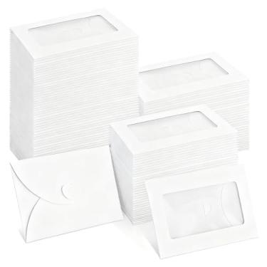 Imagem de Envelopes de cartão de presente com janela de 10 x 7 cm, envelopes de convite de tamanho de crédito, envelopes pequenos para festas de negócios e lembranças de casamento, presentes de Natal (branco)