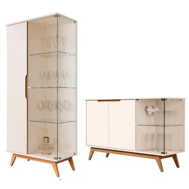 Imagem de Conjunto Cristaleira e Aparador Buffet Tucumã com 3 Portas