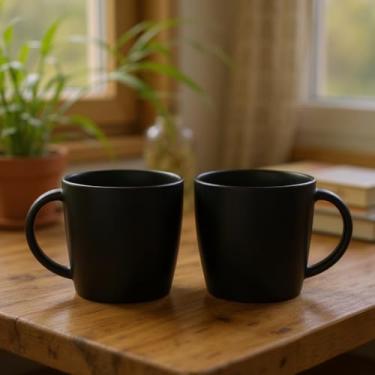 Imagem de Conjunto 2 Canecas Cerâmica 320ml Muddy Xícara Caneca para Café Chá Chocolate Quente(PRETO)