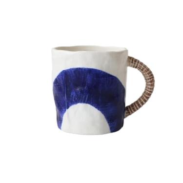 Imagem de Caneca de chá Caneca de cerâmica azul texturizada pintada à mão com esmalte 350ml Xícaras de café