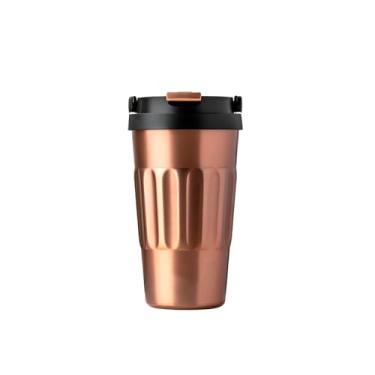 Imagem de Copo Térmico de Aço Inox com Alça, Rose Gold, 500ml, Mantém Temperatura 6-12h, 17cm Altura