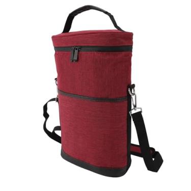 Imagem de KIMISS Bolsa de Vinho Portátil de Garrafa de 2 Garrafas - Portador de Vinho Isolado à Prova de Vazamentos Com Alça e Alça de Ombro Ajustável para Viagens, Festas e Atividades Ao Ar Livre (Vermelho)