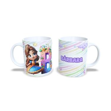 Imagem de Caneca de Cerâmica Personalizada com Alfabeto de Princesas, Nome Alice, 325ml, Design Colorido com Flores (b)