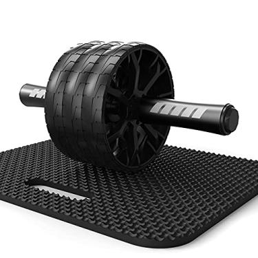 Imagem de Roda de Abdominais com Cotovelo Home Office Academia Equipamento Treino para Construção Músculos Queimando Calorias Melhorando a Resistência Tubo Aço Espessado 3 Rodas Grip Seguro Sem Ruído Manoplas A