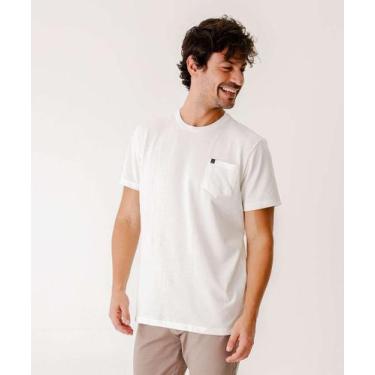 Imagem de Camiseta Masculina Bolso Manga Curta MR-37041, Off white, GG