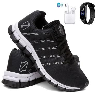 Imagem de Tênis Masculino Para Corrida Academia Caminhada Confortável Super Leve com Fone e Relógio-Masculino