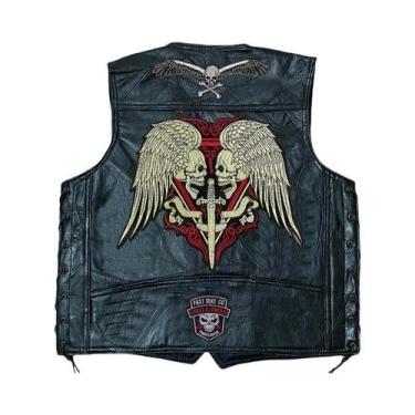 Imagem de Colete De Couro Masculino Sem Mangas Para Motocicleta, Jaqueta Casual 