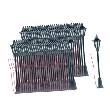 Imagem de simhoa Poste de luz em escala 1:87, modelo de mini poste de iluminação pública para mesa de areia, 60 Peças