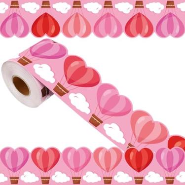 Imagem de Quadro de avisos de balão de ar quente com coração de Dia dos Namorados de 1,8 m Love is in the Air Clouds Adesivos de parede para festa de aniversário de casamento, casamento, sala de aula, lousa