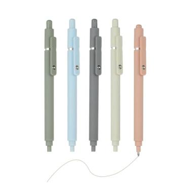 Imagem de PATIKIL Pacote com 5 canetas retráteis de 0,5 mm, canetas multicoloridas, de tinta gel, canetas esferográficas retráteis, de ponta fina, para escritório, material doméstico, diário, verde/amarelo/azul