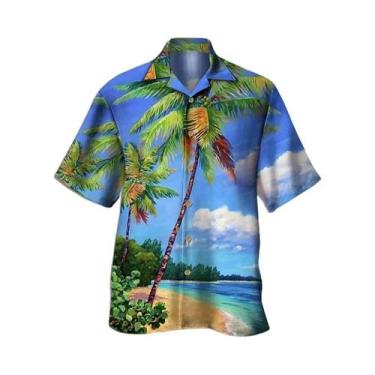 Imagem de Camisa Havaiana Floral 3D Para Homens E Mulheres Com Estampa De Papaga