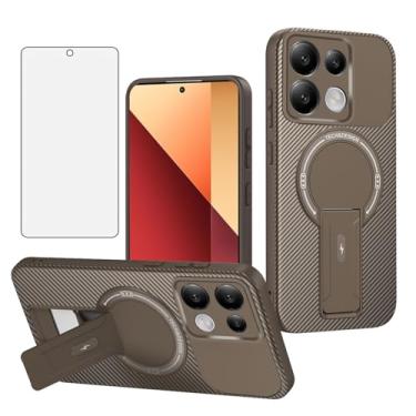 Imagem de Asuwish Capa de telefone para Xiaomi Redmi Note 13 Pro 4G/Poco M6 Pro 4G Capa magnética de fibra de carbono com protetor de tela de vidro temperado e suporte acessórios de célula protetora 13Pro M6Pro