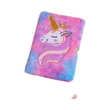 Imagem de Diário De Pelúcia De Unicórnio Para Meninas, Caderno Com Fechadura, Pr