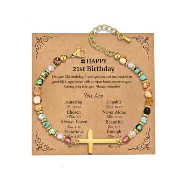 Imagem de JUTOLOKA Pulseira de cruz banhada a ouro 18K para mulheres | Presentes baseados na fé cristã para batismo, confirmação, Páscoa | Presente para mãe, irmã, sobrinha, amiga no aniversário, Natal, Medium