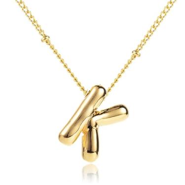 Imagem de Colar com letras douradas e iniciais para mulheres, delicados e fofos, pingente de letra A-Z, presente de aniversário para amigas, colar moderno para mulheres, joias de praia 2025, Zinco, Sem Pedra