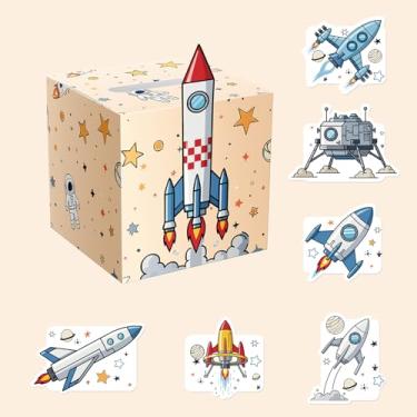 Imagem de ysmile Caixa de Dia dos Namorados para crianças com cartão de troca, caixa de correio para lembrancinhas de festa de classe - Foguete