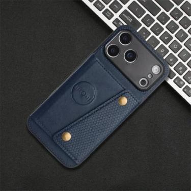 Imagem de HTVJFXCapa carteira em couro PU para iPhone 17 Pro Max com suporte magnético, compartimento para cartões e proteção traseira (para iPhone 17 Pro Max/azul)