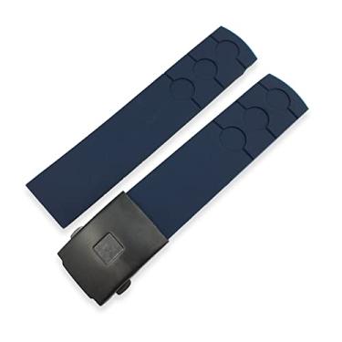 Imagem de ZUC Pulseira de relógio impermeável de silicone de borracha de 20 mm para corrida esportiva PRS516 T100417 T91 T044 T021 acessórios de pulseira azul (cor: fivela azul preta, tamanho: 20 mm)