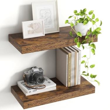 Imagem de Acovy Prateleiras flutuantes de 40,6 cm, prateleiras flutuantes profundas para parede, prateleira suspensa com suportes invisíveis, prateleiras profundas para banheiro, quarto, sala de estar, marrom