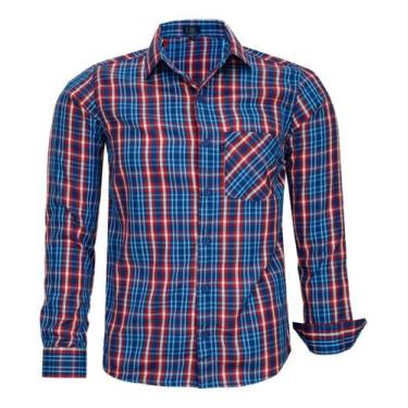 Imagem de Camisa Social Xadrez Bolso Manga Longa Comfort Misto 3037 - Amil, Cor 