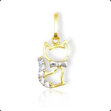 Imagem de Pingente Gatinha Ouro 18K Com Zirconias - Paulistana Joias