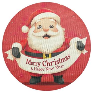 Imagem de xigua Jogo americano redondo de Natal Papai Noel, tapete de mesa redondo antiderrapante resistente ao calor, tapetes de mesa de 48 cm para decoração de cozinha, jantar e festa