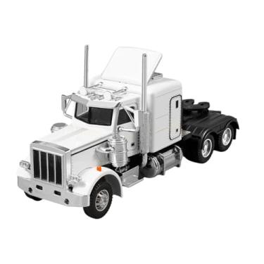 Imagem de Esquirla Caminhão semipesado em escala 1/32, modelo de brinquedo em metal fundido, com pneus de borracha, ideal para brincadeiras de faz de conta e transporte, Branco