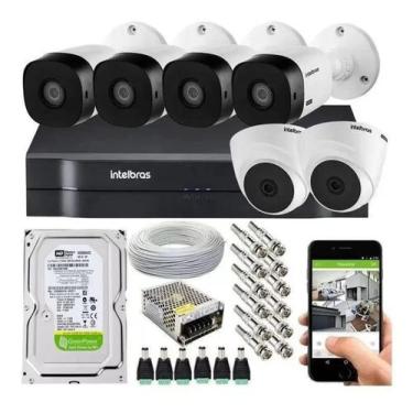 Imagem de Kit Cftv 6 Câmeras De Segurança Hdcvi e Dvr Full Hd Intelbras Mhdx c/ 