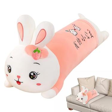 Imagem de Almofada de pelúcia de coelho, pelúcia de coelho fofa, Almofada bonito do travesseiro do sono dos desenhos animados, Almofada de cama, brinquedo de pelúcia macio, decoração de casa de 27,56 polegadas