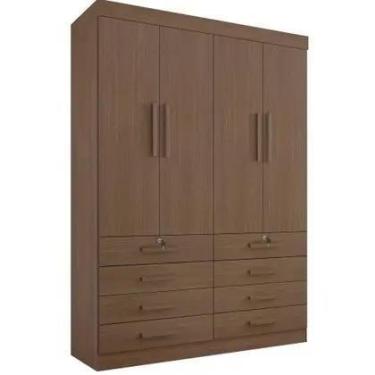 Imagem de Guarda Roupa Mônaco Plus Castanho 4 Portas 8 Gavetas DDoro D Doro Móve