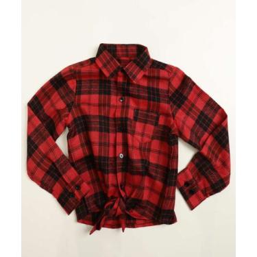 Imagem de Camisa Infantil Xadrez Flanelada Marisa Tam 4 a 10-72082, 6, Vermelho