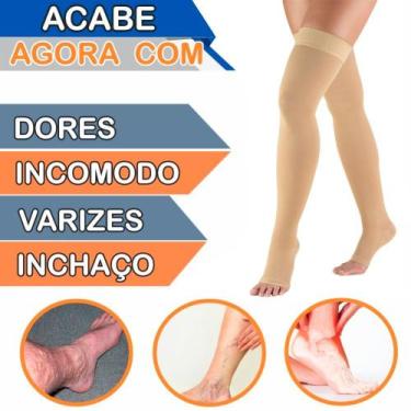 Imagem de Meia de Compressão 7/8 20-30mmHg Bege Ponteira Aberta Pós Cirúrgica Va