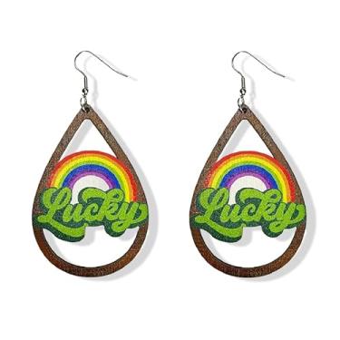 Imagem de PUBBCIA Brincos de Dia de São Patrício para Mulheres Meninas Brincos de Folha Verde Brincos de Acrílico Glitter para o Dia de São Patrício Brincos de Acrílico Feriados Fantasias Joias Presentes Boa