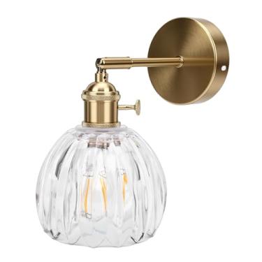 Imagem de Diydeg Candeeiro de Parede LED, Candeeiro de Parede Vintage Regulável Com Abajur de Vidro, de Cabeceira Minimalista para Decoração de Corredor de Sala de Estar de Quarto (Abajur Transparente)