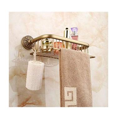 Imagem de Prateleira de chuveiro prateleira de banheiro cesta de chuveiro toalheiro montado na parede retro toalheiro acabamento em latão antigo pendurado na parede de banheiro esculpido decoração de parede 35