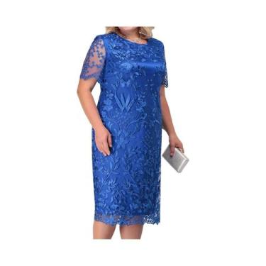 Imagem de Vestido De Coquetel Slim Fit plus Size Para Mulheres Com Renda Bordada