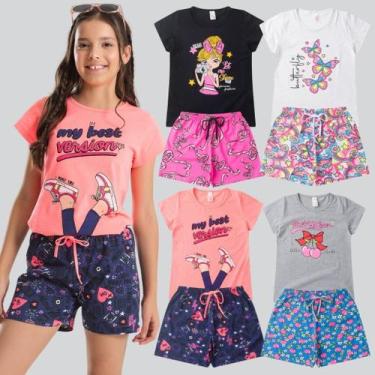 Imagem de Kit 3 Conjuntos Infantil Juvenil Feminino Verão Roupa de Criança Juven