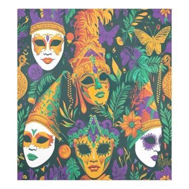 Imagem de Blueangle Capa de ímã de lava-louças padrão de máscaras de carnaval, decoração de capa de lava-louças frontal, adesivos de eletrodomésticos, adesivos de eletrodomésticos, 58 cm C x 66 cm adesivo