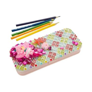 Imagem de YUCHIYA Kit de artesanato em mosaico DIY – Conjunto criativo feito à mão, caixa de lápis, decoração personalizável, acessórios completos, presente educacional prático (rosa)