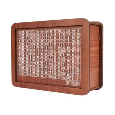 Imagem de Wswqop Cofrinho de Madeira com Alvo E Números para Ganhar Dinheiro, com Contador para Atividades Manuais, Estojo Portátil para Guardar Dinheiro, Ideal para a, 10.000 euros, Tamanho real