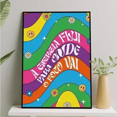 Imagem de Quadro A Energia Flui Onde A Atenção Vai 33X24Cm Vidro Preta