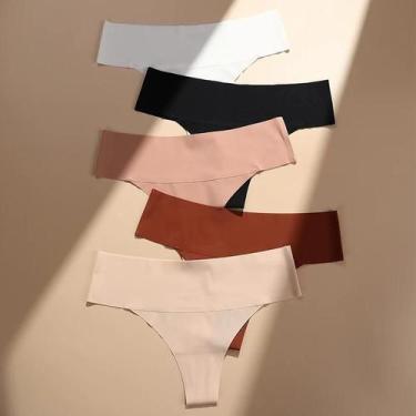 Imagem de Calcinha Feminina Sexy Sem Costura De Algodão, Cintura Média, Respiráv