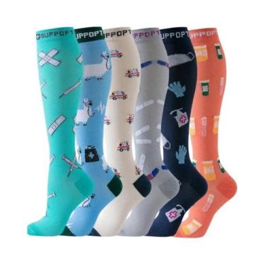 Imagem de Meias De Compressão Masculinas 3 a 6 Pares Para Esportes Ao Ar Livre, 